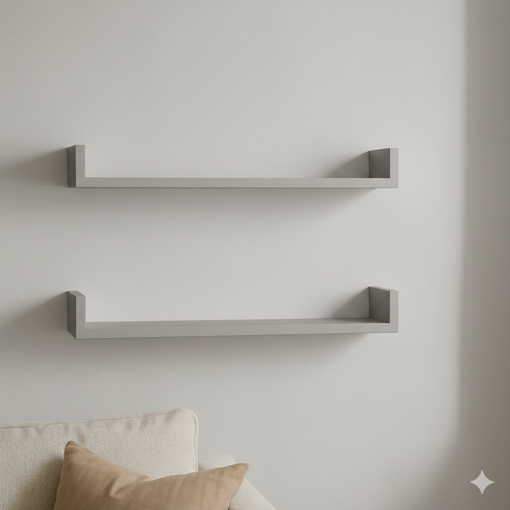 Kit 2 Prateleiras Nicho U 60cm MDF Premium - Multiuso: Sala, Quarto e Escritório
