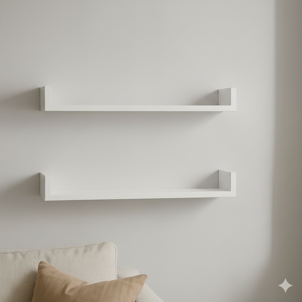 Kit 2 Prateleiras Nicho U 60cm MDF Premium - Multiuso: Sala, Quarto e Escritório