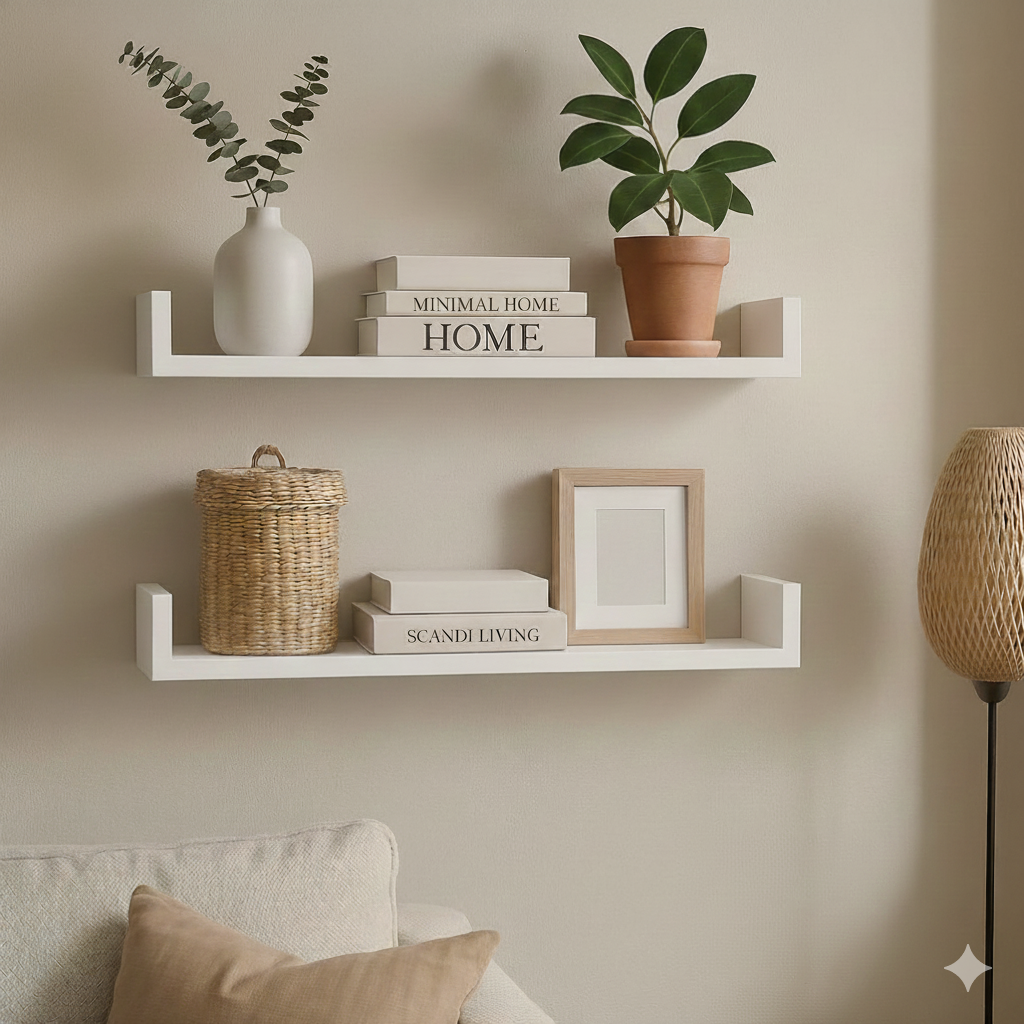 Kit 2 Prateleiras Nicho U 60cm MDF Premium - Multiuso: Sala, Quarto e Escritório